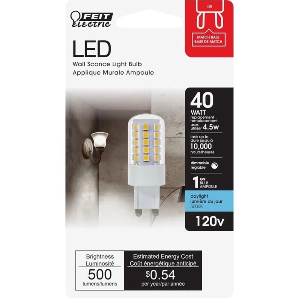 New Feit Electric LED Wall Sconce Light Bulb G9 120v Daylight 4 bulbs